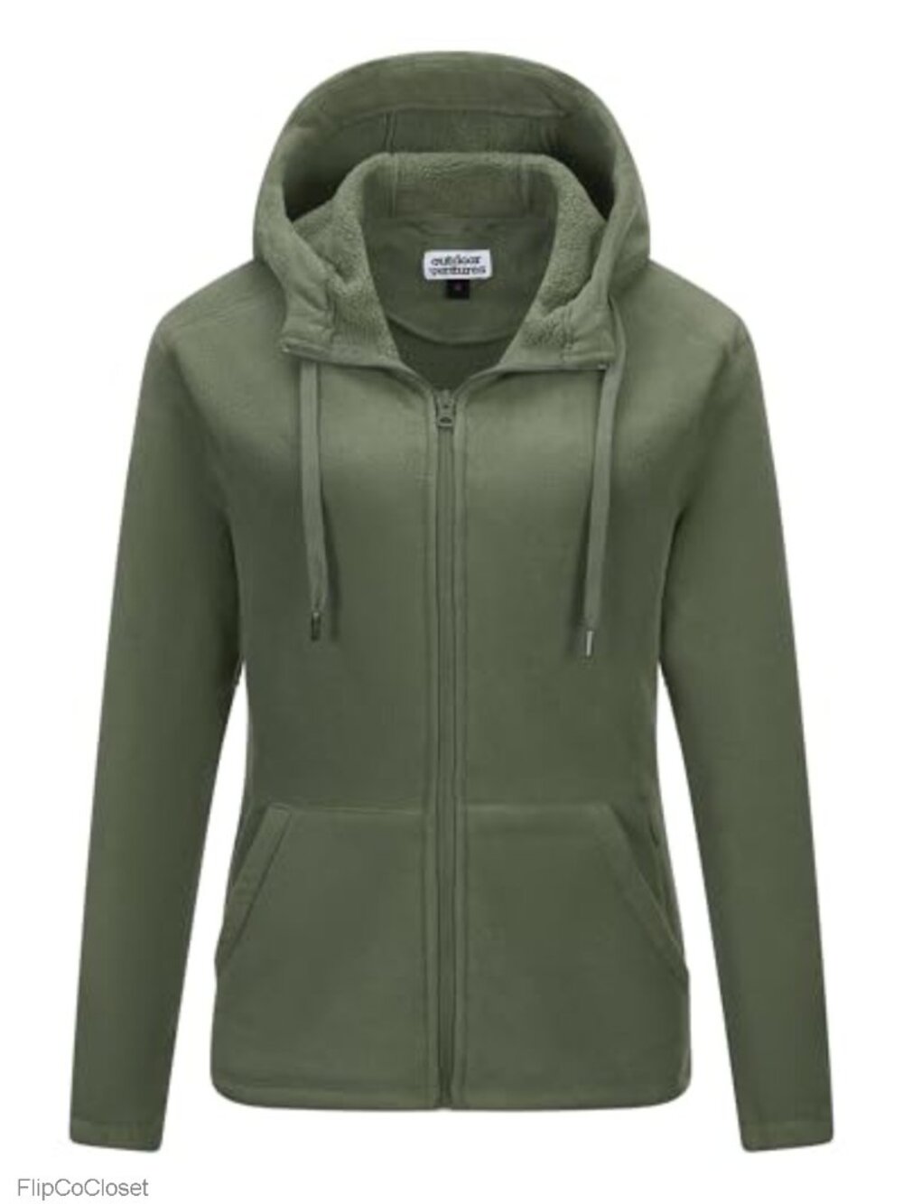 Hooded Polar Fleece Jacket Full Zip 6 Pockets